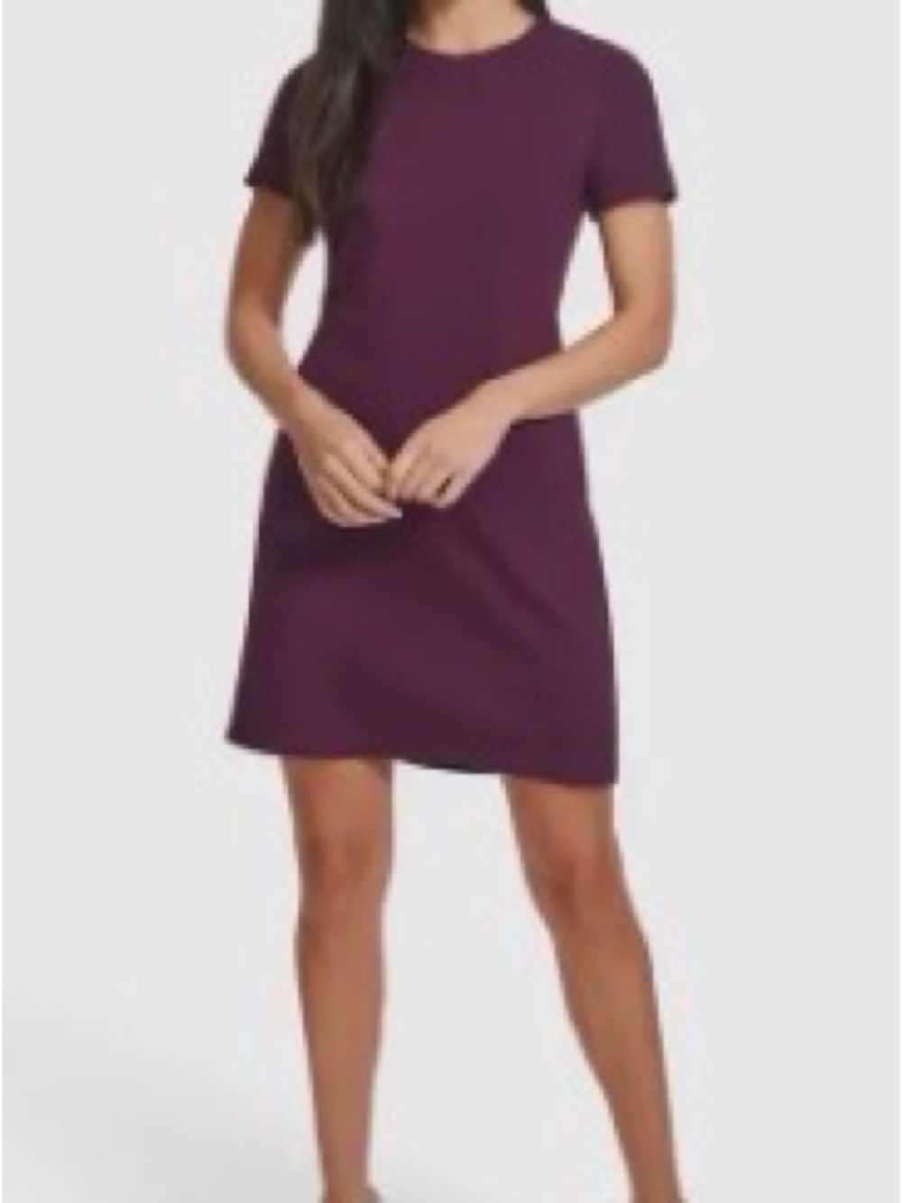 Calvin Klein Short Sleeve Shift Dress — Plum